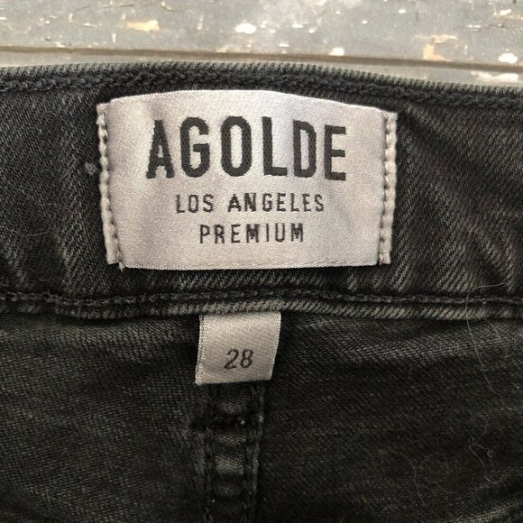 Agolde Feel Good Black Skinny Jeans Distressed Raw Hem Womens Size 28 - Picture 8 of 10
